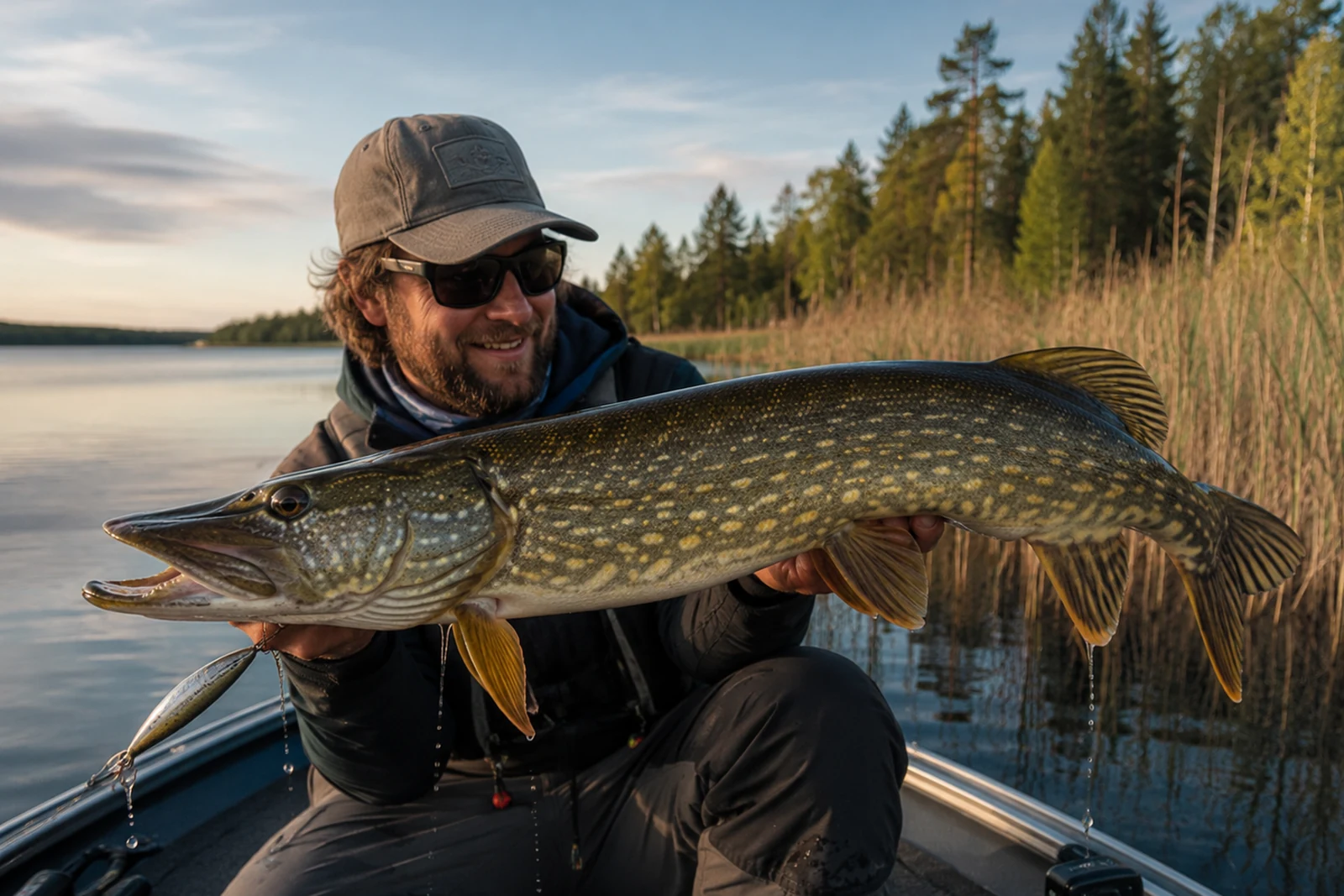 Stor gädda fångad under sportfiske